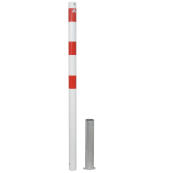 Barrier posts | Steel tube  60 x 2,5 mm | removable | without locking mechanism | hot-dip galvanized and white coated withthree red reflecting stripes | with 2 eyelets